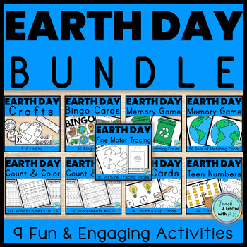 Preview of Earth Day Activities, Spring Crafts, and April Task Cards Kindergarten BUNDLE