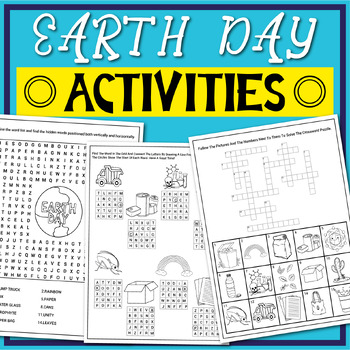 Preview of Earth Day Activities Word Search, Scramble, Vocabulary Worksheets, Crossword