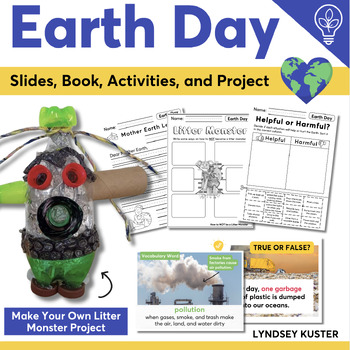Preview of EARTH DAY ACTIVITIES slides writing book - EARTH DAY craft project worksheet