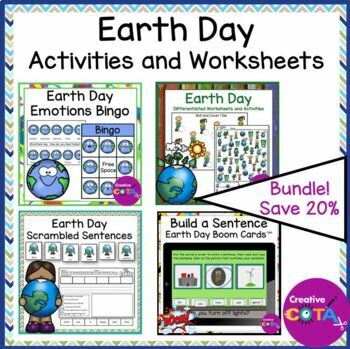 Preview of Occupational Therapy Earth Day Literacy Math SEL & Writing Activities Bundle