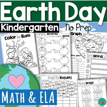 Preview of Earth Day Activities for Kindergarten - Math and Literacy - No Prep Pages