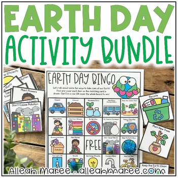 Preview of Earth Day Activity Bundle - Worksheets, Busy Box, Sensory Bins