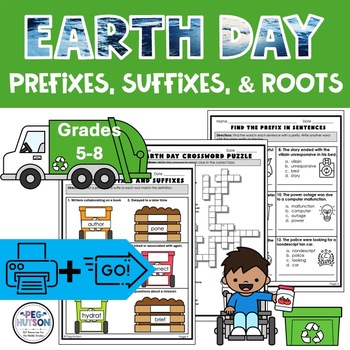 Preview of Earth Day Activities for Prefixes, Suffixes, & Root Words Morphology Grades 5-8