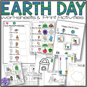 Preview of Earth Day Activities for Special Ed Worksheets, Tracing, Coloring, Print Books