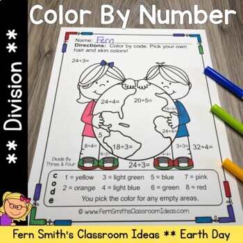 Preview of Earth Day Color By Number Division