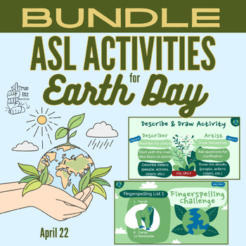Preview of Earth Day Activities BUNDLE - ASL Activities with PowerPoint and ASL Word Search