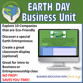 Preview of Earth Day Activity Business Entrepreneurship Lesson Unit and Classroom Decor