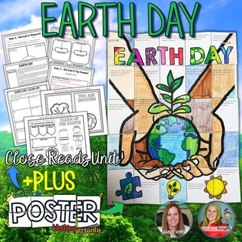 Preview of Earth Day Activity,  Close Reads Unit, Collaborative Poster, Writing Activity