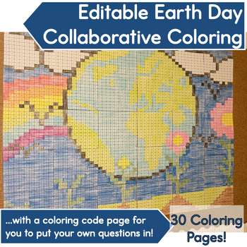 Preview of Earth Day Activity│Collaborative Mystery Coloring Poster Bulletin Board│Editable