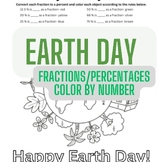 Earth Day Activity Color By Number-Fractions and Percent M