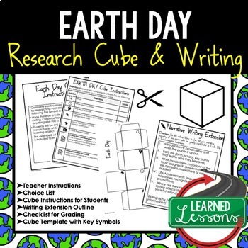 Preview of Earth Day Activity Cube, Earth Day Research, Earth Day Writing Activity