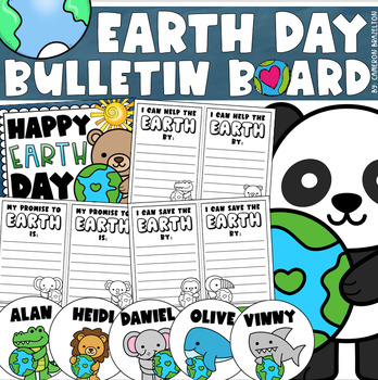Preview of Earth Day Activity Door Decorations Bulletin Board Writing Display EDITABLE