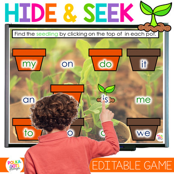 Preview of Earth Day Activity Hide and Seek Editable Game for Phonics, Sight Words or Math