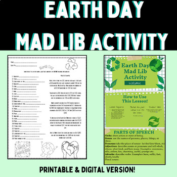 Preview of Earth Day Activity Mad Lib