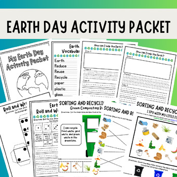 Preview of Earth Day Activity Packet -Handwriting, Cutting, Visual Motor Activities