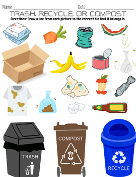 Preview of Earth Day Activity: Trash, Recycle, or Compost Matching Game