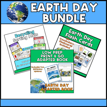 Preview of Earth Day Adapted Bundle - Low Prep Adapted Book, Sorting Mat, 116 Flashcards
