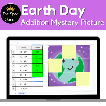 Preview of Earth Day Addition Google Mystery Picture NO PREP Activity