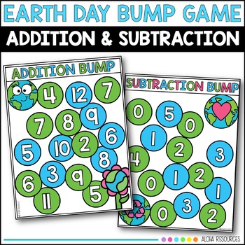 Preview of Earth Day Addition and Subtraction BUMP Math Games