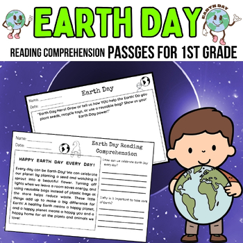 Preview of Earth Day Adventure Activities: Reading Comprehension Passages for 1st Grade