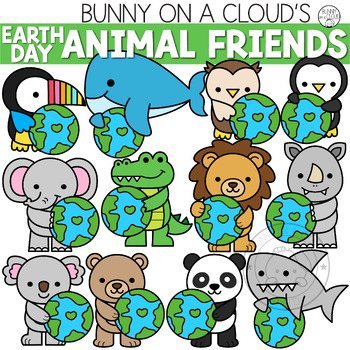 Preview of Earth Day Animal Friends Clipart by Bunny On A Cloud