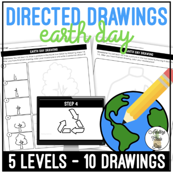 Preview of Earth Day Art Directed Drawing Worksheets