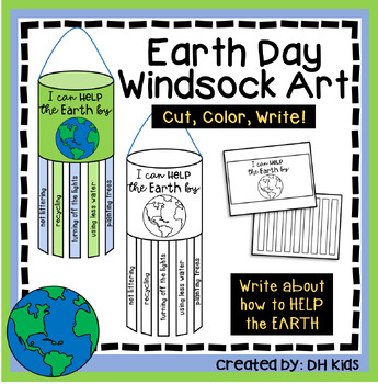 Preview of Earth Day Art Project - Spring Hanging Art - April Windsock - Cut Color