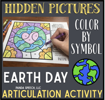 Preview of Earth Day Articulation Color by Symbol Hidden Images: A Speech Therapy Activity