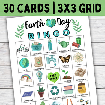 Preview of Earth Day BINGO Card Set of 50 Unique Cards | Classroom Party Game