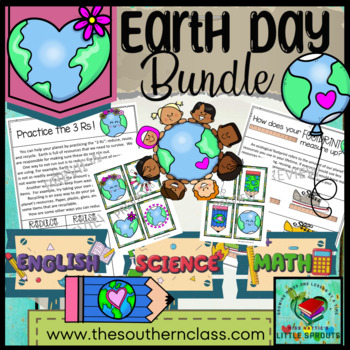 Preview of Earth Day BUNDLE Bulletin Board, Writing Prompt, Language Arts & Math Activities