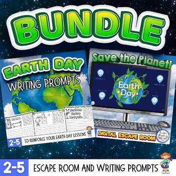 Preview of Earth Day BUNDLE-Digital Escape Room and Writing Prompts