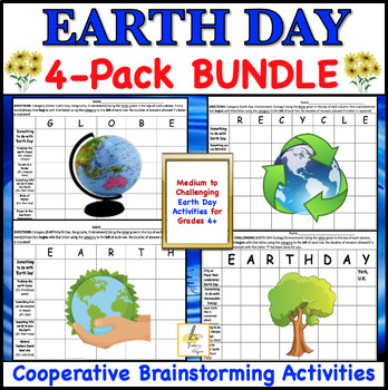 Preview of EARTH DAY: Bundle of 4 Cooperative Brainstorming Activities (Grades 4-12)