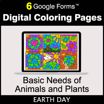 Preview of Earth Day: Basic Needs of Animals and Plants - Digital Coloring Pages