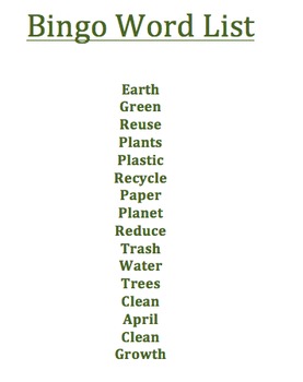 Preview of Earth Day Bingo