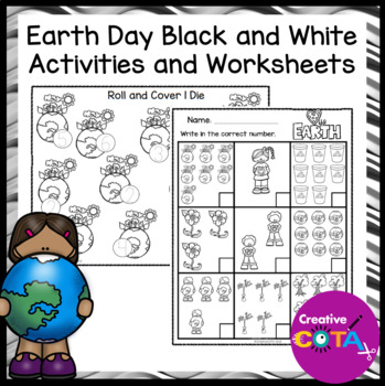 Preview of Occupational Therapy Earth Day Black and White Math and Literacy Activities