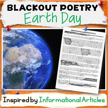 Preview of Earth Day Art Blackout Poetry - Ecology Articles with Poem Writing Templates