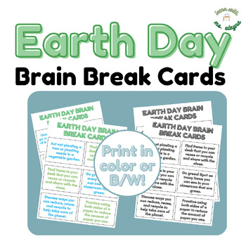 Preview of Earth Day Brain Break Cards - Transition Activity or Morning Meeting Activity