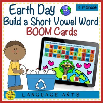 Preview of Earth Day Build a Word with Short Vowels Digital BOOM Cards