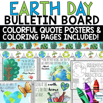 Preview of Earth Day Bulletin Board Posters - Coloring Pages Activities April Spring