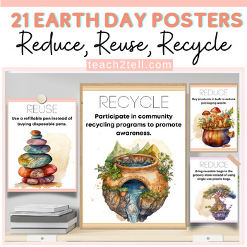 Preview of Earth Day Bulletin Board Posters Reduce Reuse Recycle April Bulletin Board