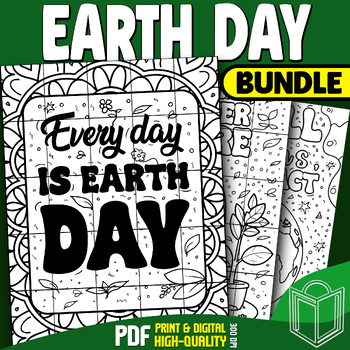 Preview of Earth Day Bundle 2024: Collaborative Poster Art Coloring Crafts, Bulletin Board