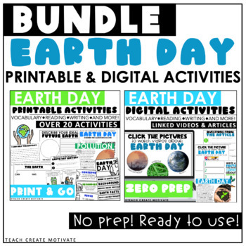 Preview of Earth Day Reading Passages, Earth Day Writing Prompts and Activities BUNDLE