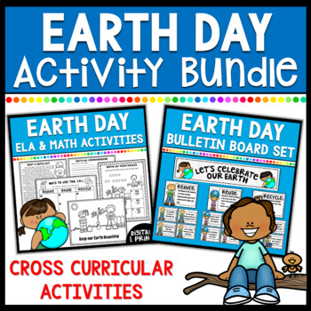 Preview of Earth Day Bulletin Board, ELA & Math Actitivities Bundle