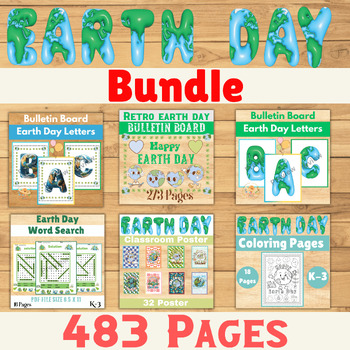 Preview of Earth Day Bundle Classroom Poster Bulletin Board letters Activity Coloring Sheet