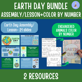 Preview of Earth Day Bundle Earth Day Assembly/Lesson, Color by Number