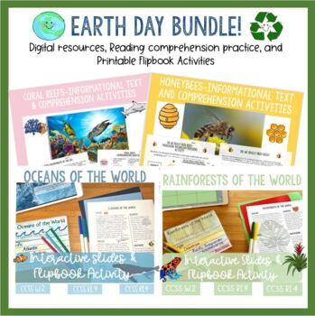 Preview of Earth Day Bundle! Printable Activities, Interactive Slides, Informational Texts