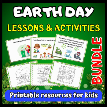 Preview of Earth Day Celabrating BUNDLE. Flashcards and Coloring Pages for kids.