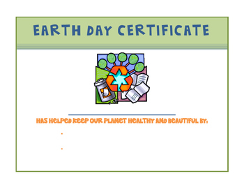 Preview of Earth Day Certificate