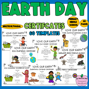 Preview of Earth Day Certificates Awards Multicultural Diverse ESL SPED Primary Middle