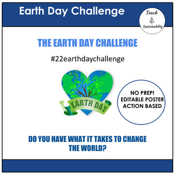 Preview of Earth Day Challenge 2023 -Sustainable Habits of Action EDITABLE